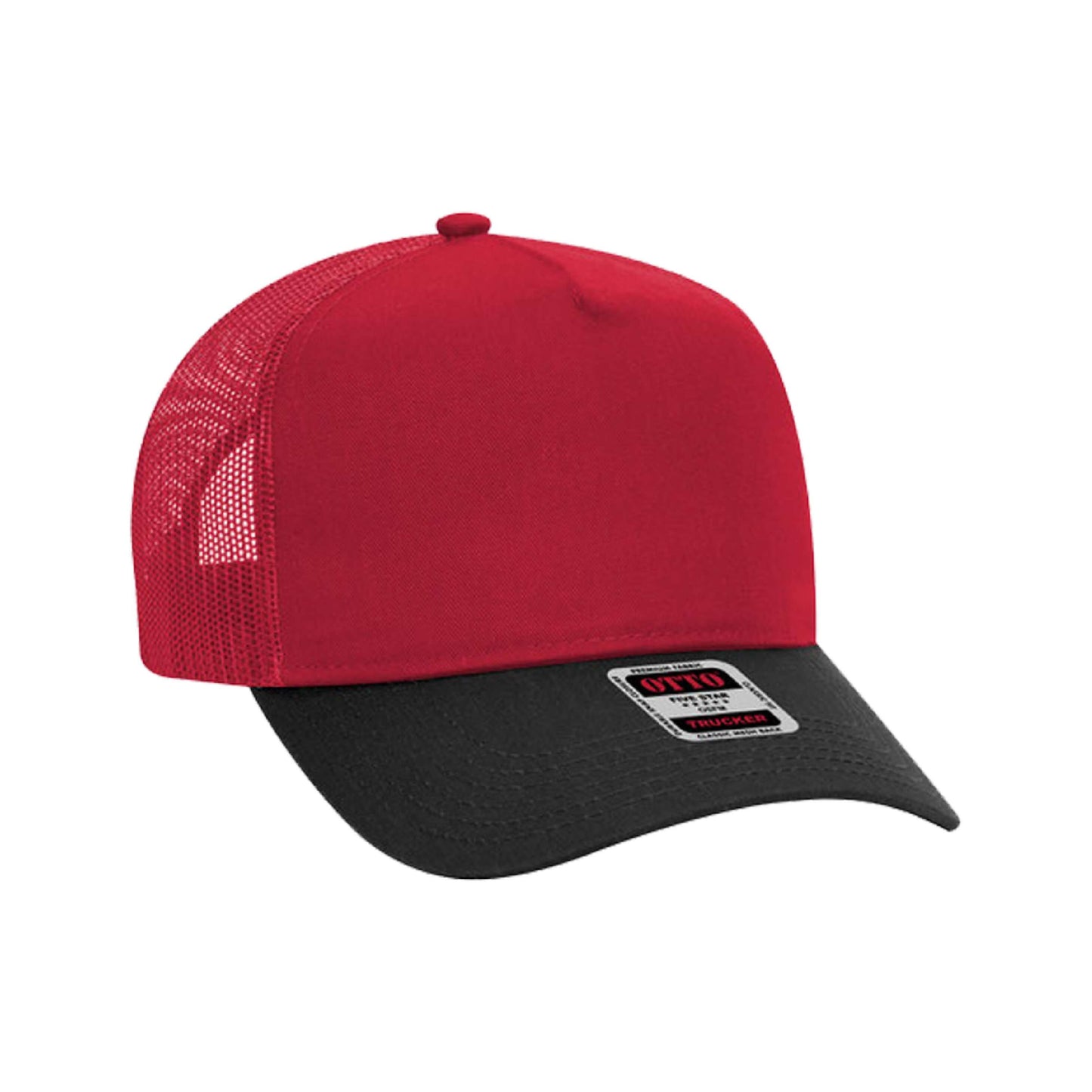 5 Panel Mid Profile Mesh Back Structured Trucker Hat