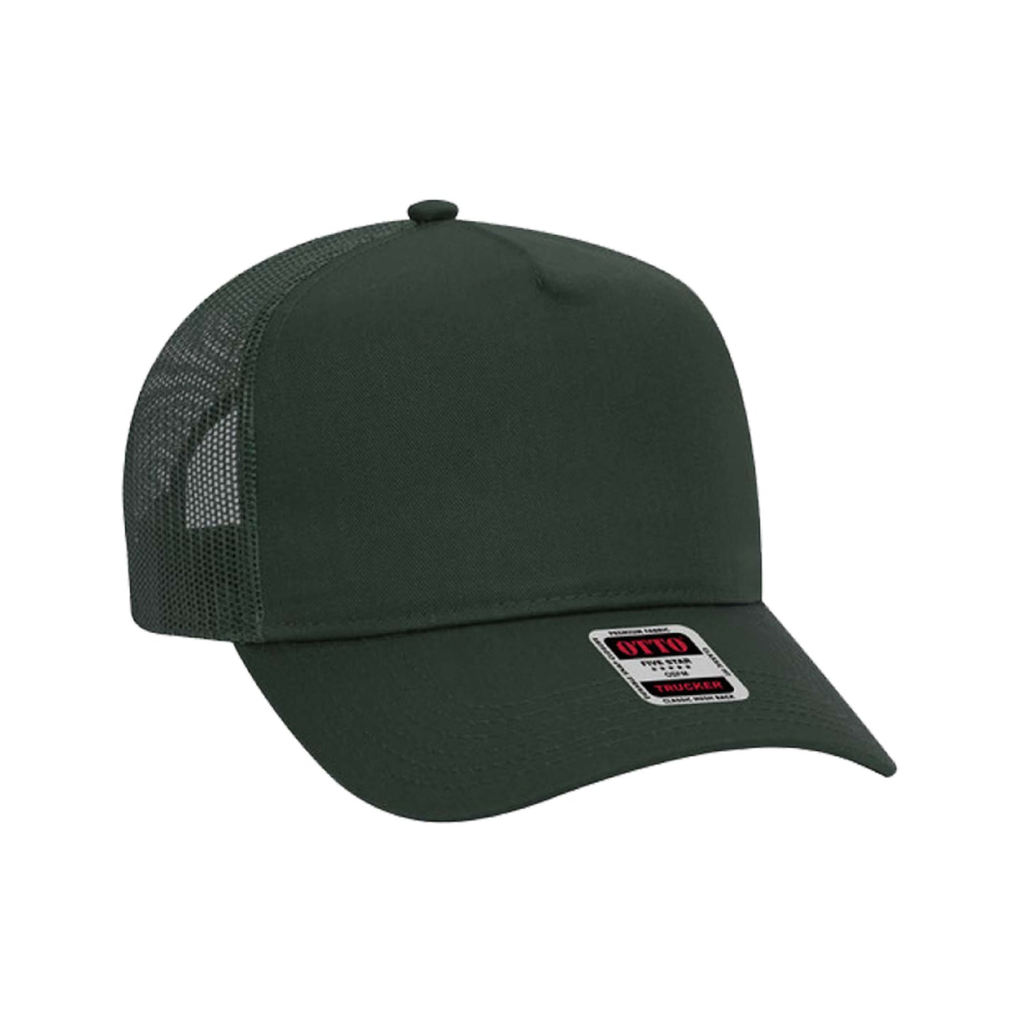 5 Panel Mid Profile Mesh Back Structured Trucker Hat