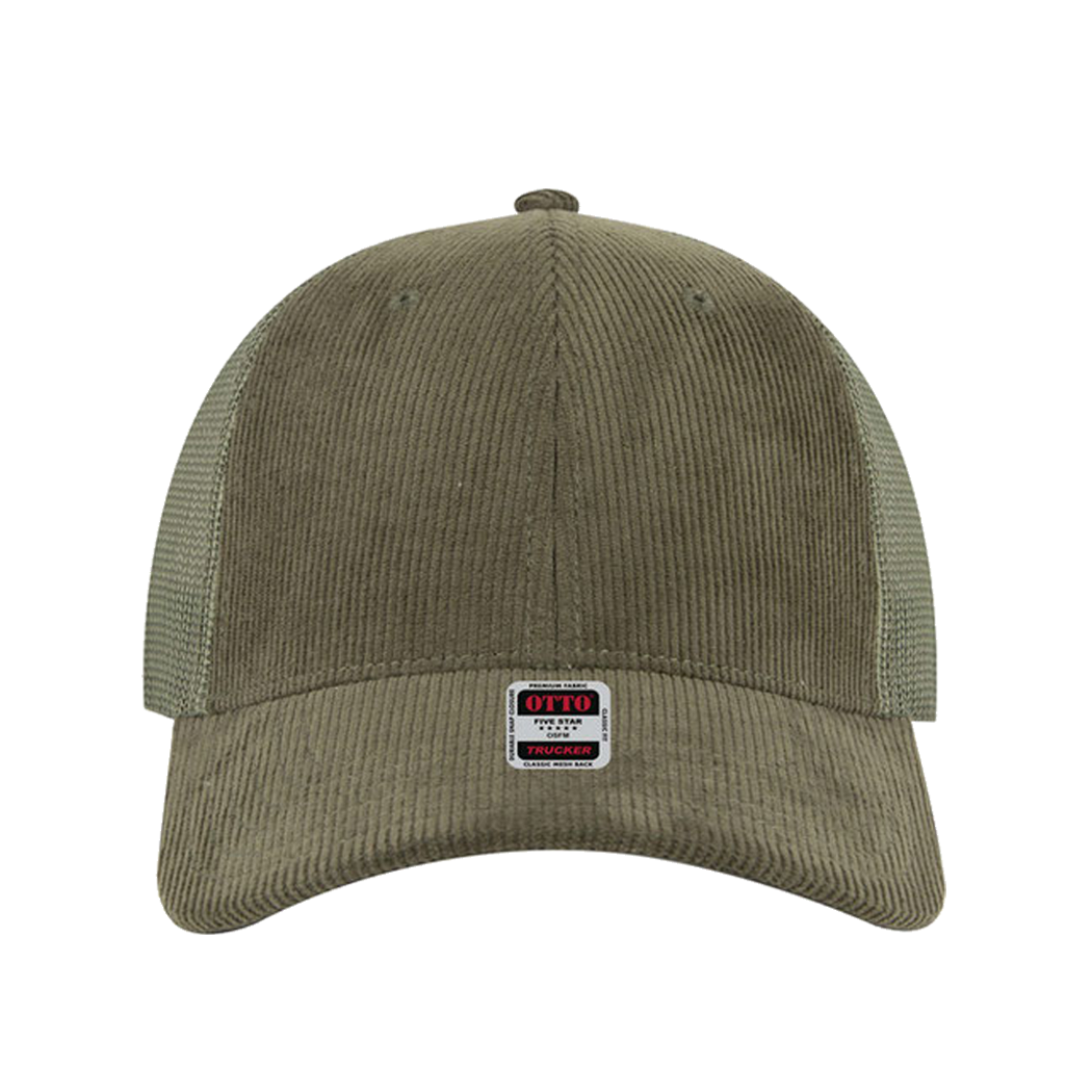 Corduroy Twill 6 Panel Low Profile Mesh Back Trucker Hat