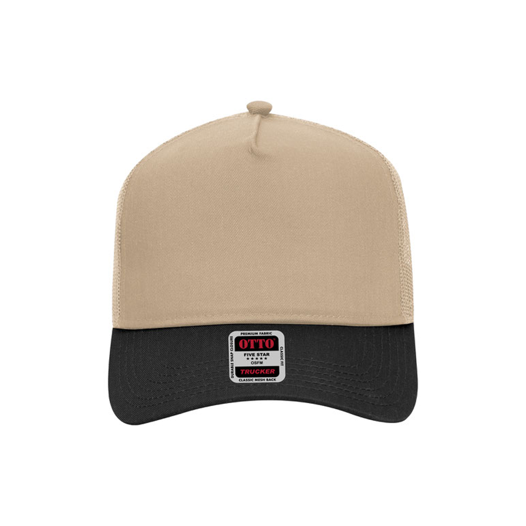 5 Panel Mid Profile Mesh Back Structured Trucker Hat