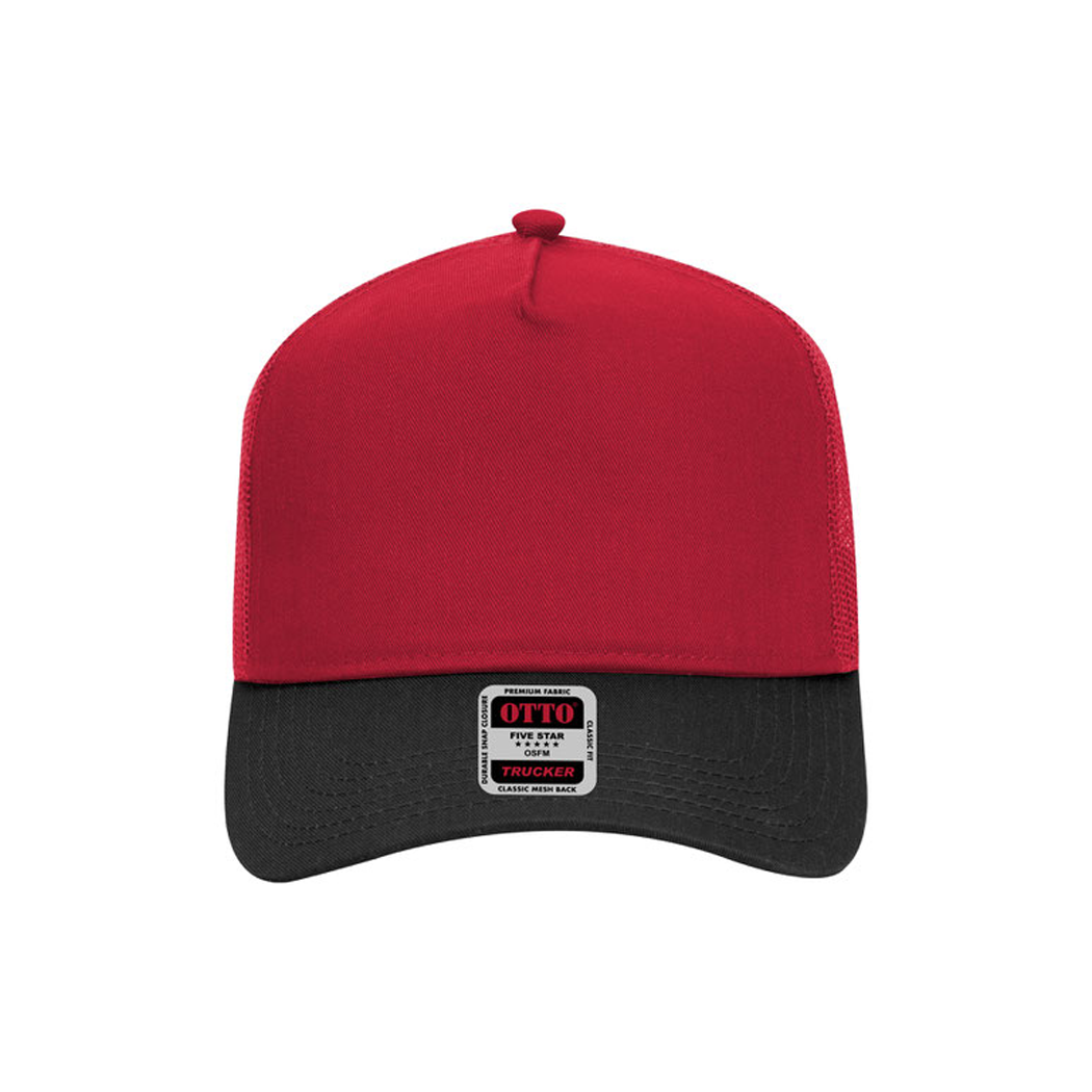 5 Panel Mid Profile Mesh Back Structured Trucker Hat