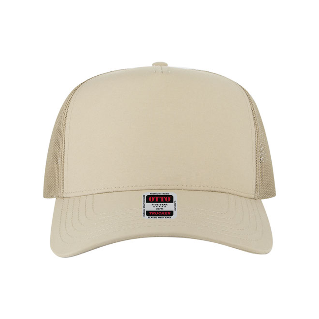 5 Panel Mid Profile Mesh Back Structured Trucker Hat