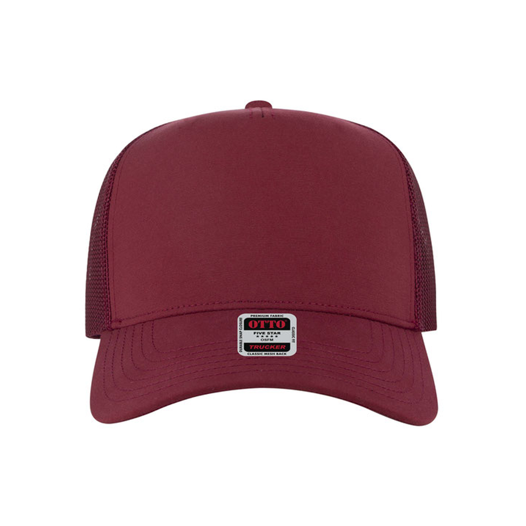 5 Panel Mid Profile Mesh Back Structured Trucker Hat