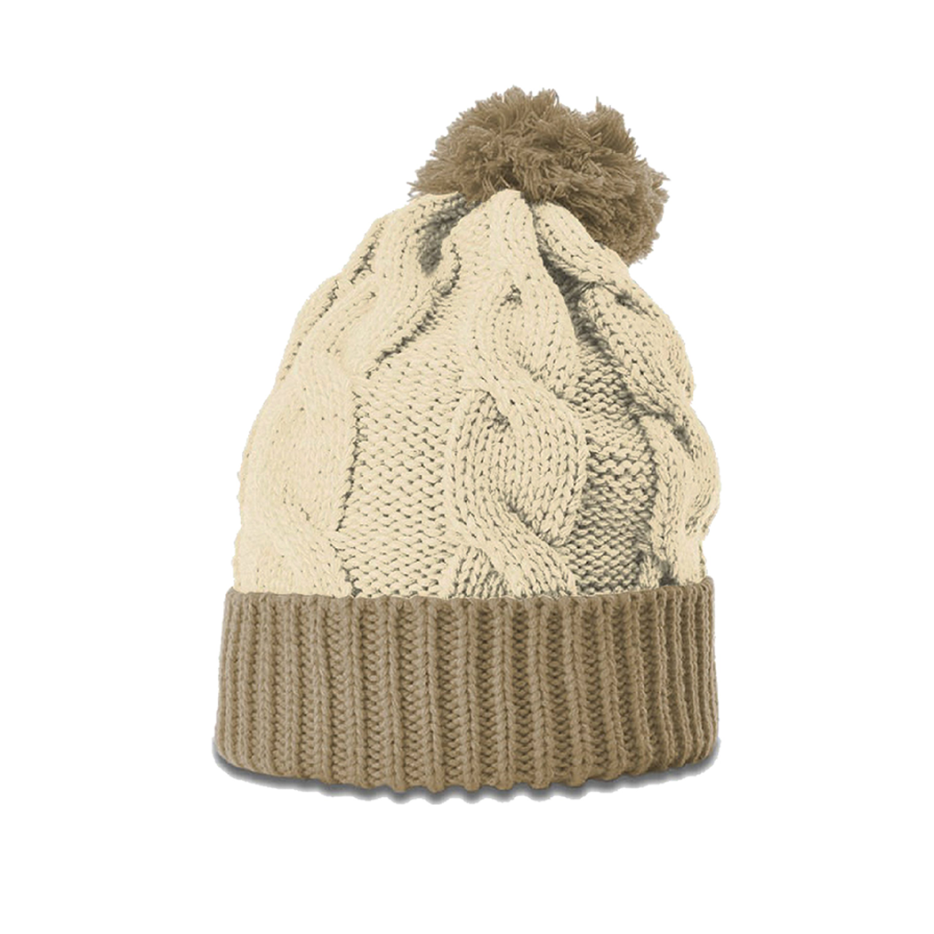 Richardson Chunk Twist Knit Beanie w/ Cuff & Pom