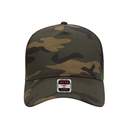 Camouflage 5 Panel Mid Crown Mesh Back Trucker Hat