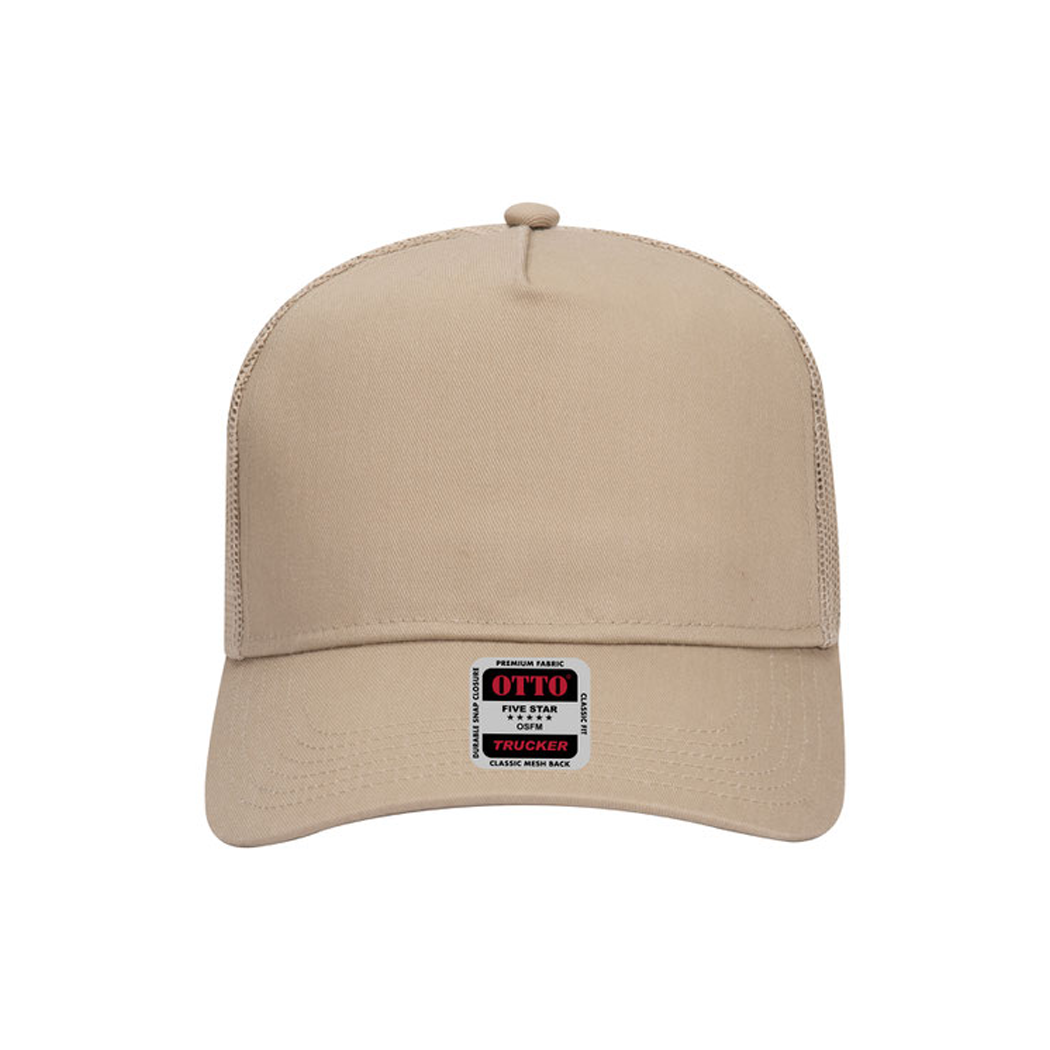 5 Panel Mid Profile Mesh Back Structured Trucker Hat