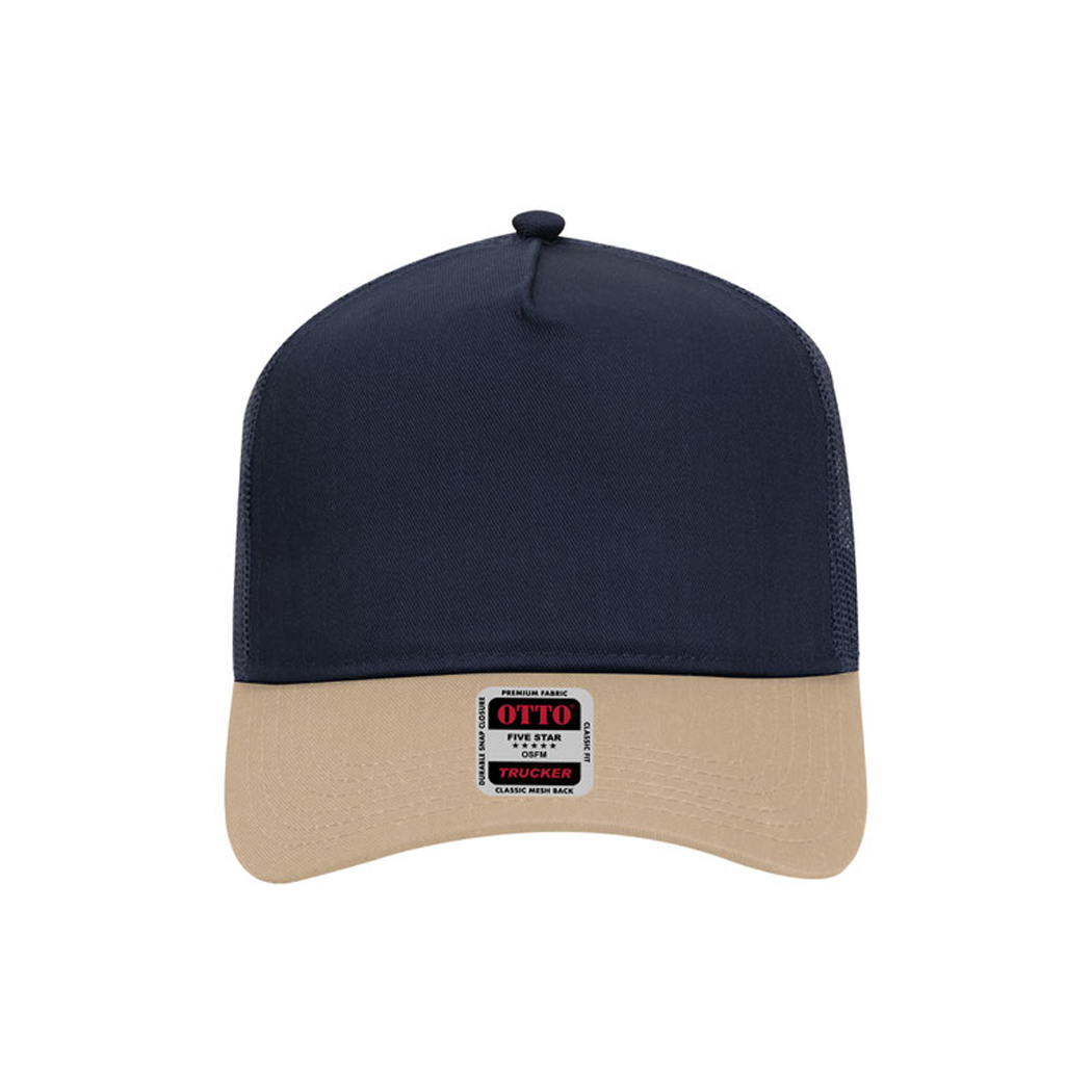 5 Panel Mid Profile Mesh Back Structured Trucker Hat