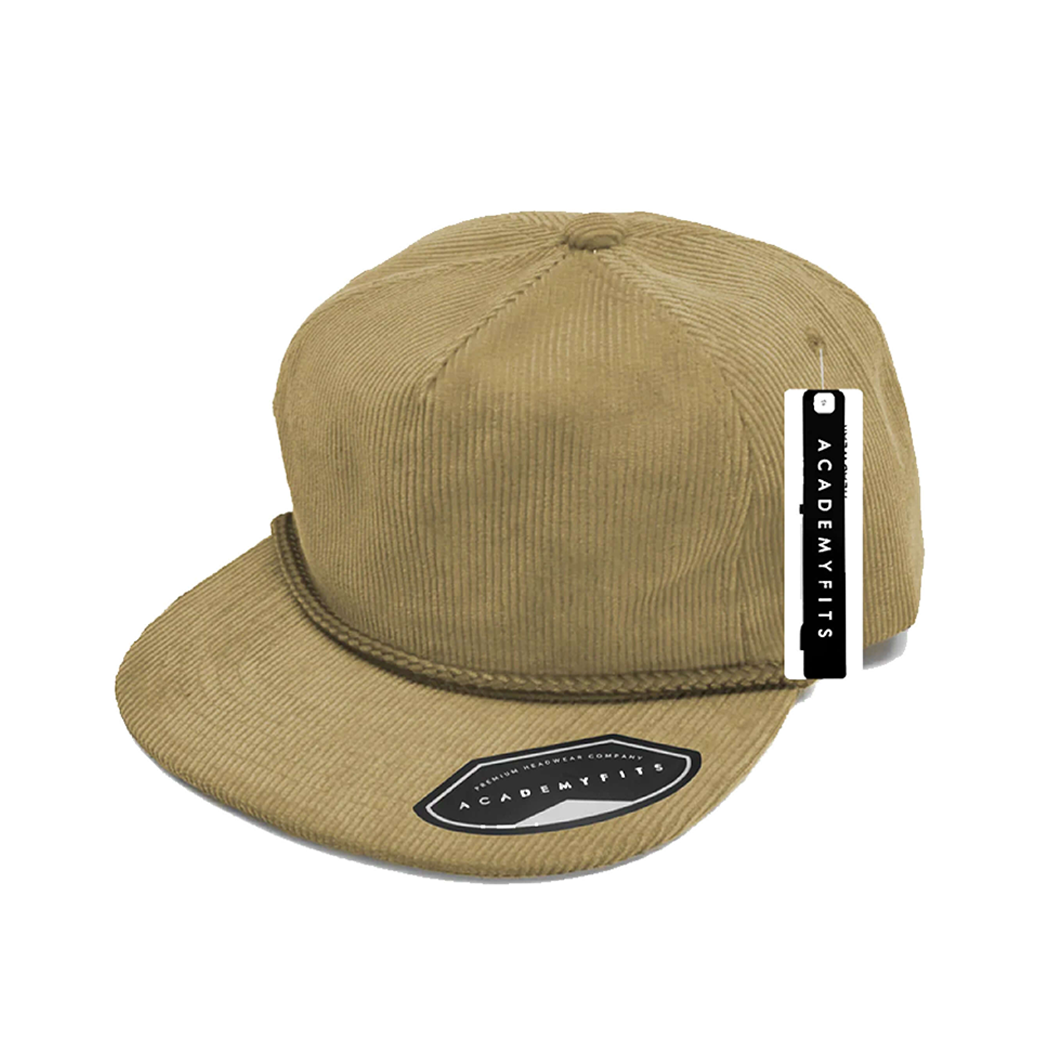 Corduroy Rope High Profile Flat Bill Snapback Hat