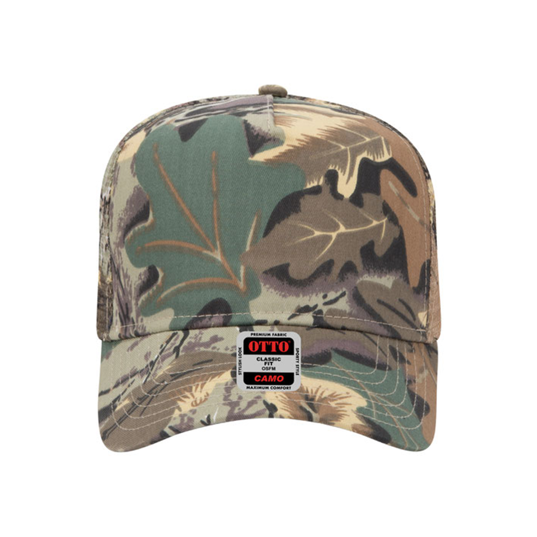 Camouflage 5 Panel Mid Crown Mesh Back Trucker Hat