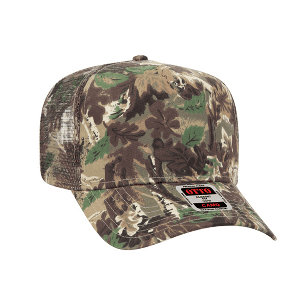 Camouflage 5 Panel Mid Crown Mesh Back Trucker Hat