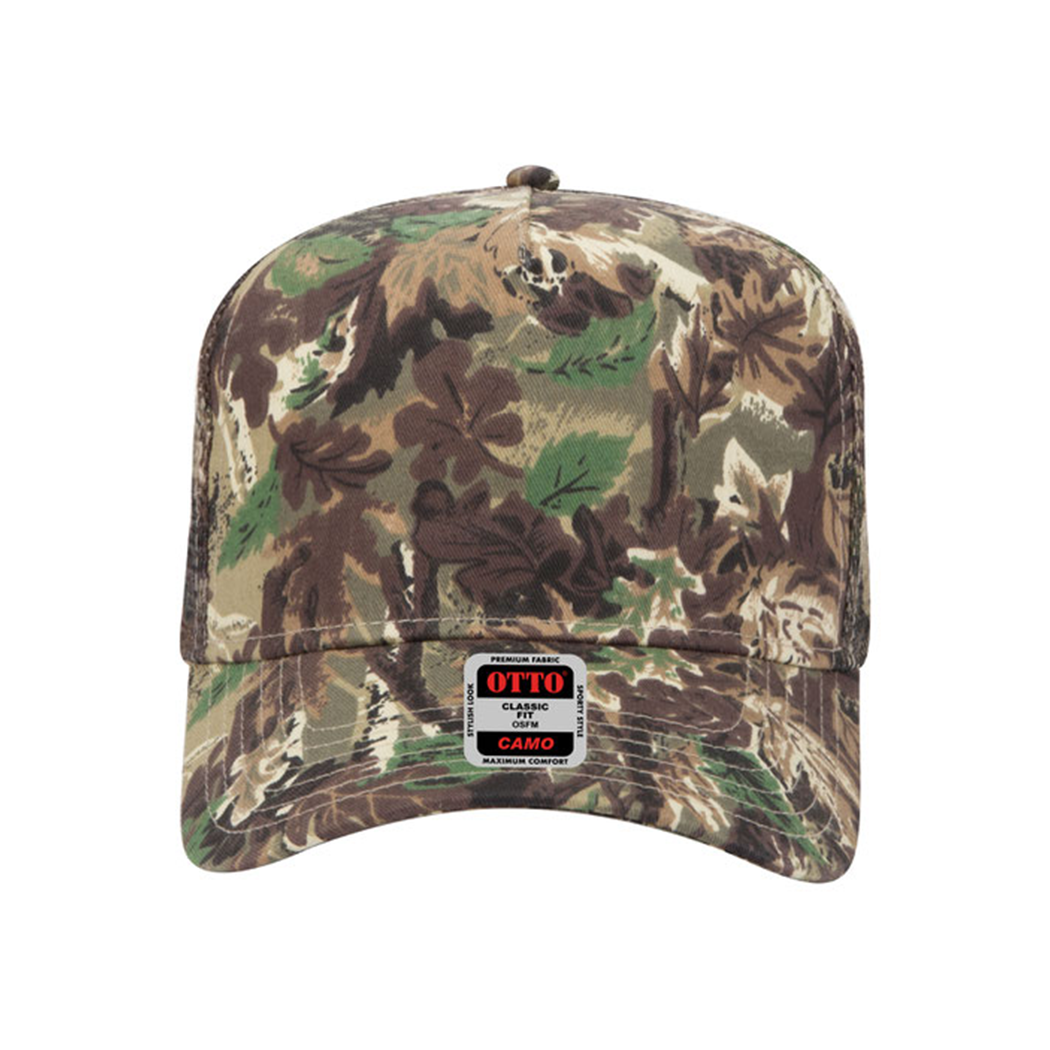 Camouflage 5 Panel Mid Crown Mesh Back Trucker Hat