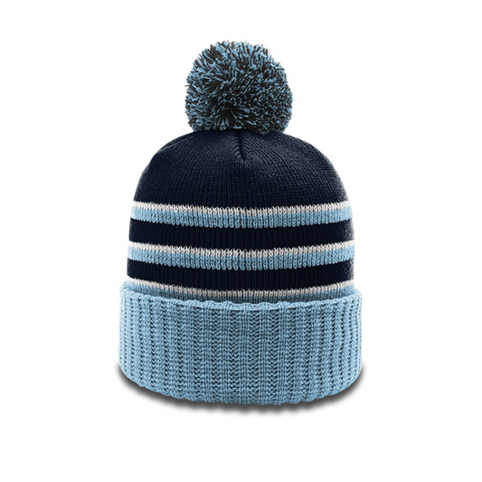 Richardson Striped Beanie w/ Cuff & Pom