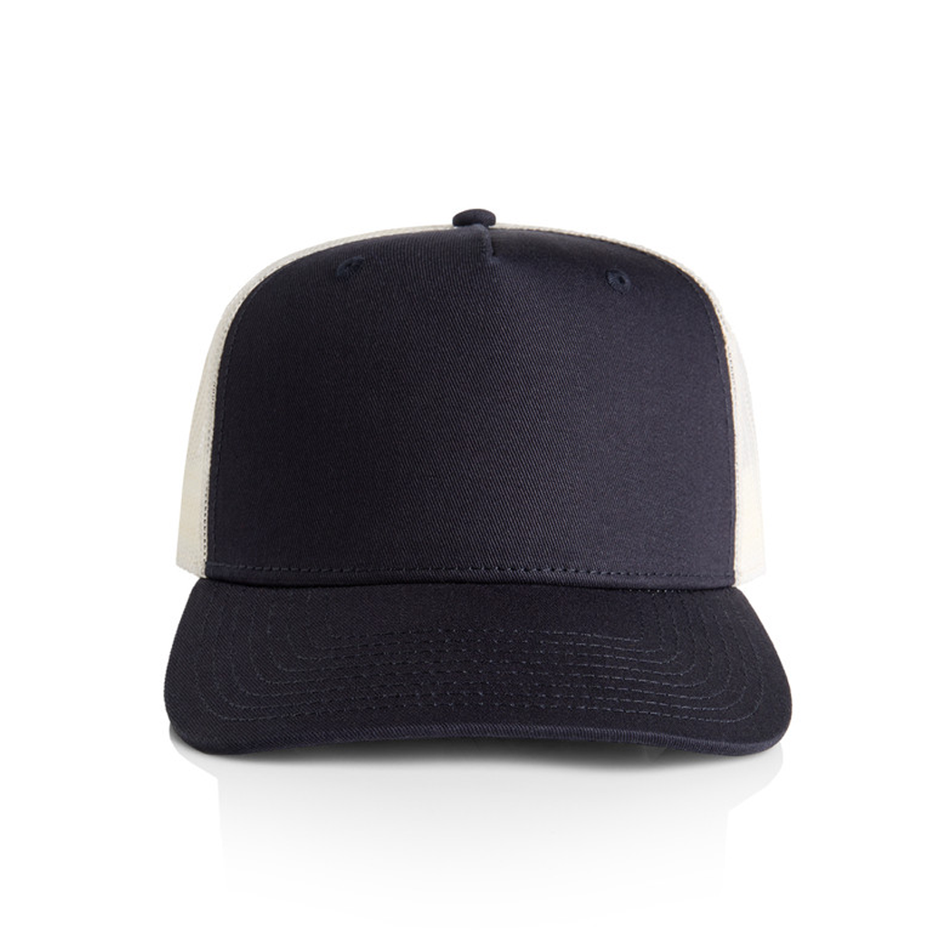 5-Panel High Profile Structured Stock Contrast Trucker Mesh Cap