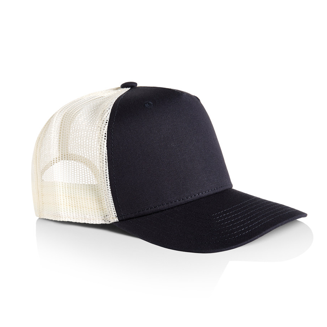 5-Panel High Profile Structured Stock Contrast Trucker Mesh Cap