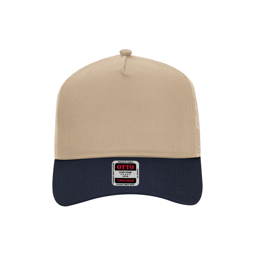 5 Panel Mid Profile Mesh Back Structured Trucker Hat