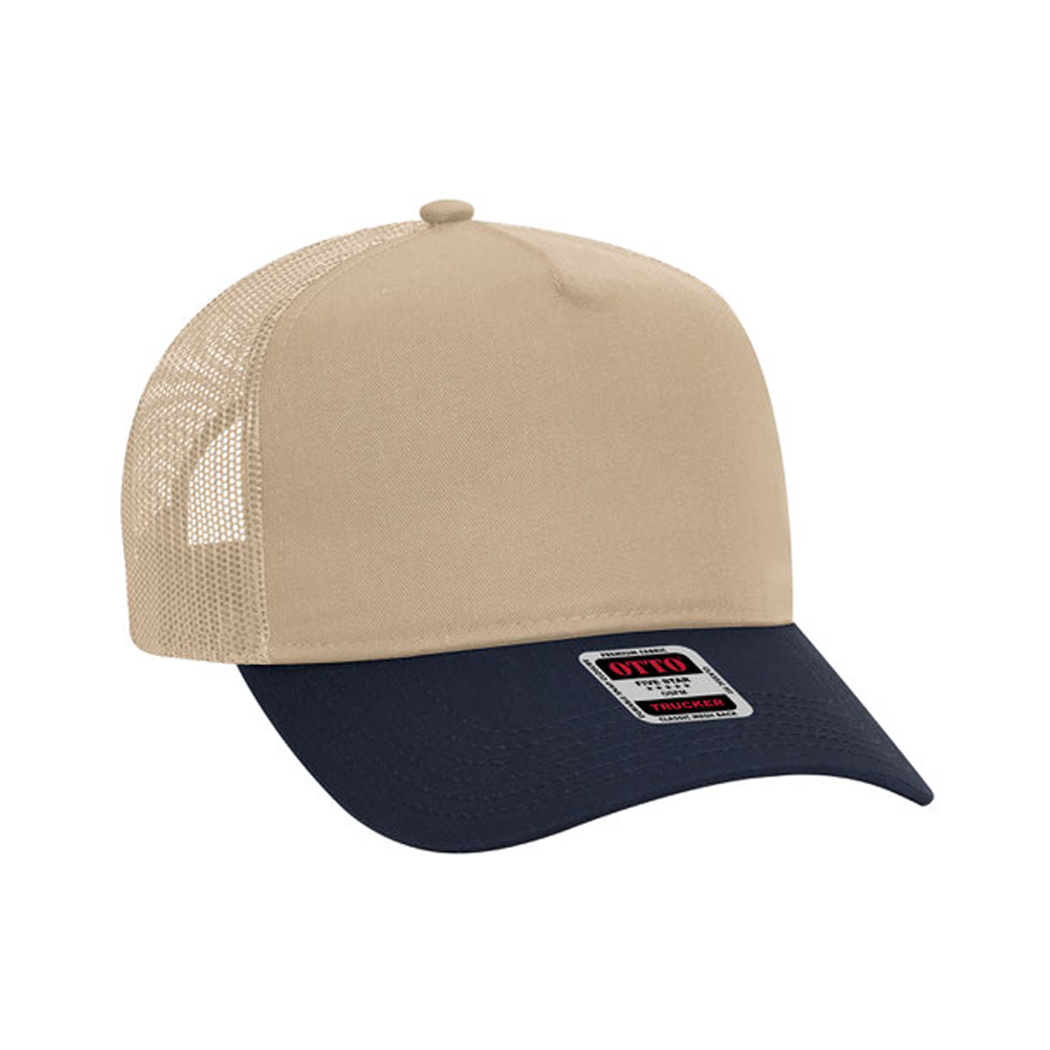 5 Panel Mid Profile Mesh Back Structured Trucker Hat