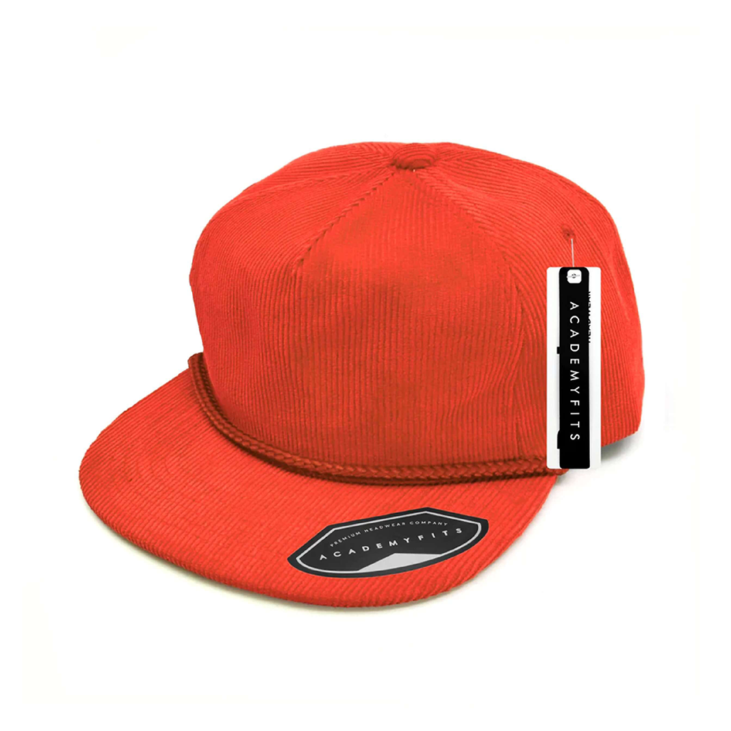 Corduroy Rope High Profile Flat Bill Snapback Hat