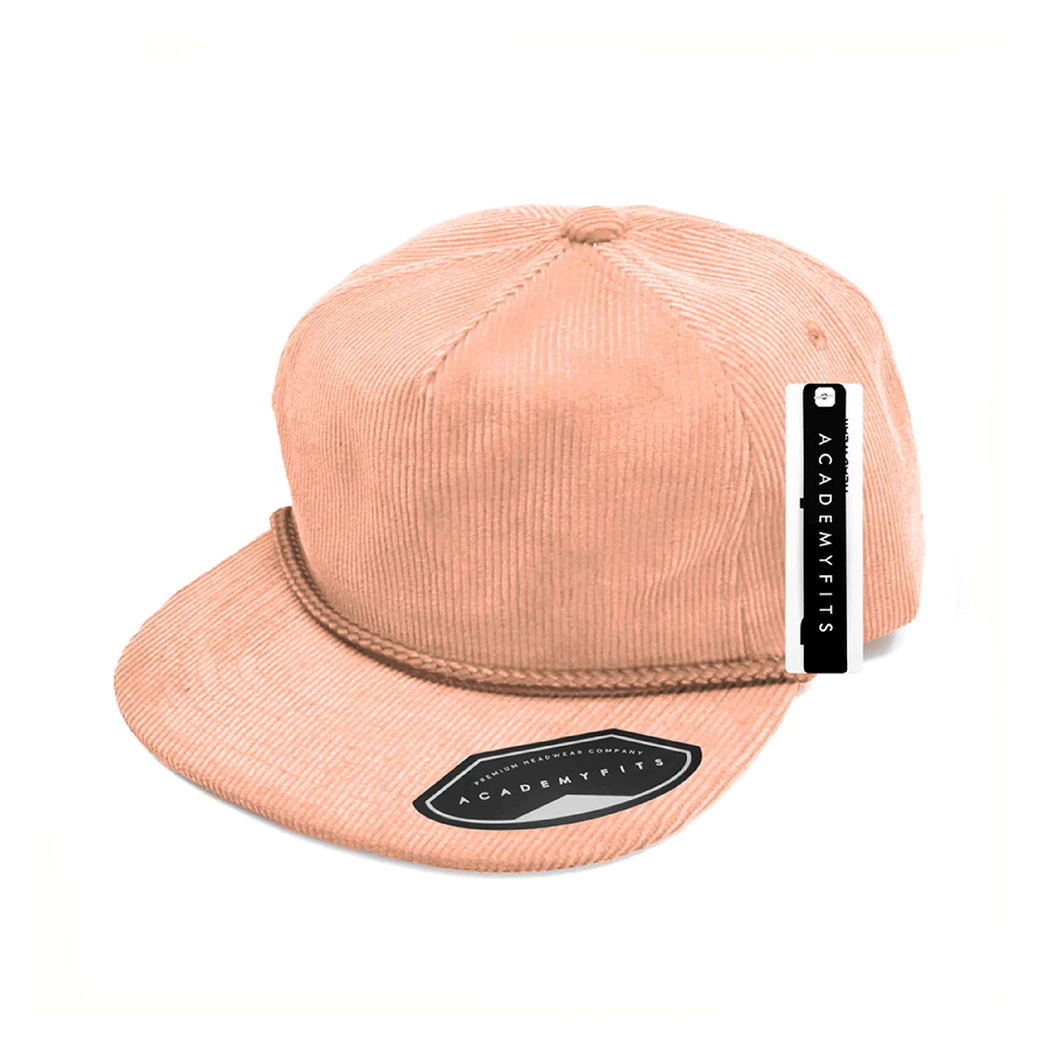 Corduroy Rope High Profile Flat Bill Snapback Hat