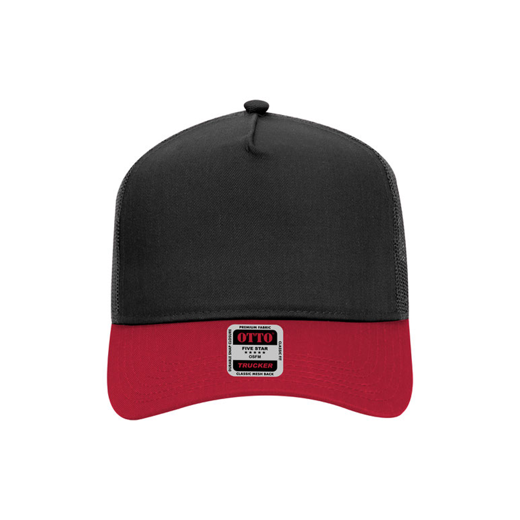 5 Panel Mid Profile Mesh Back Structured Trucker Hat