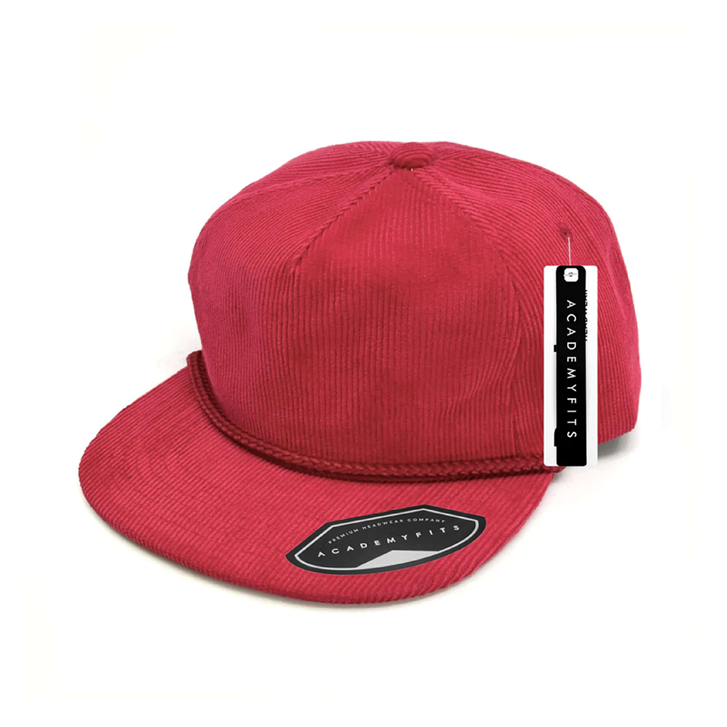 Corduroy Rope High Profile Flat Bill Snapback Hat