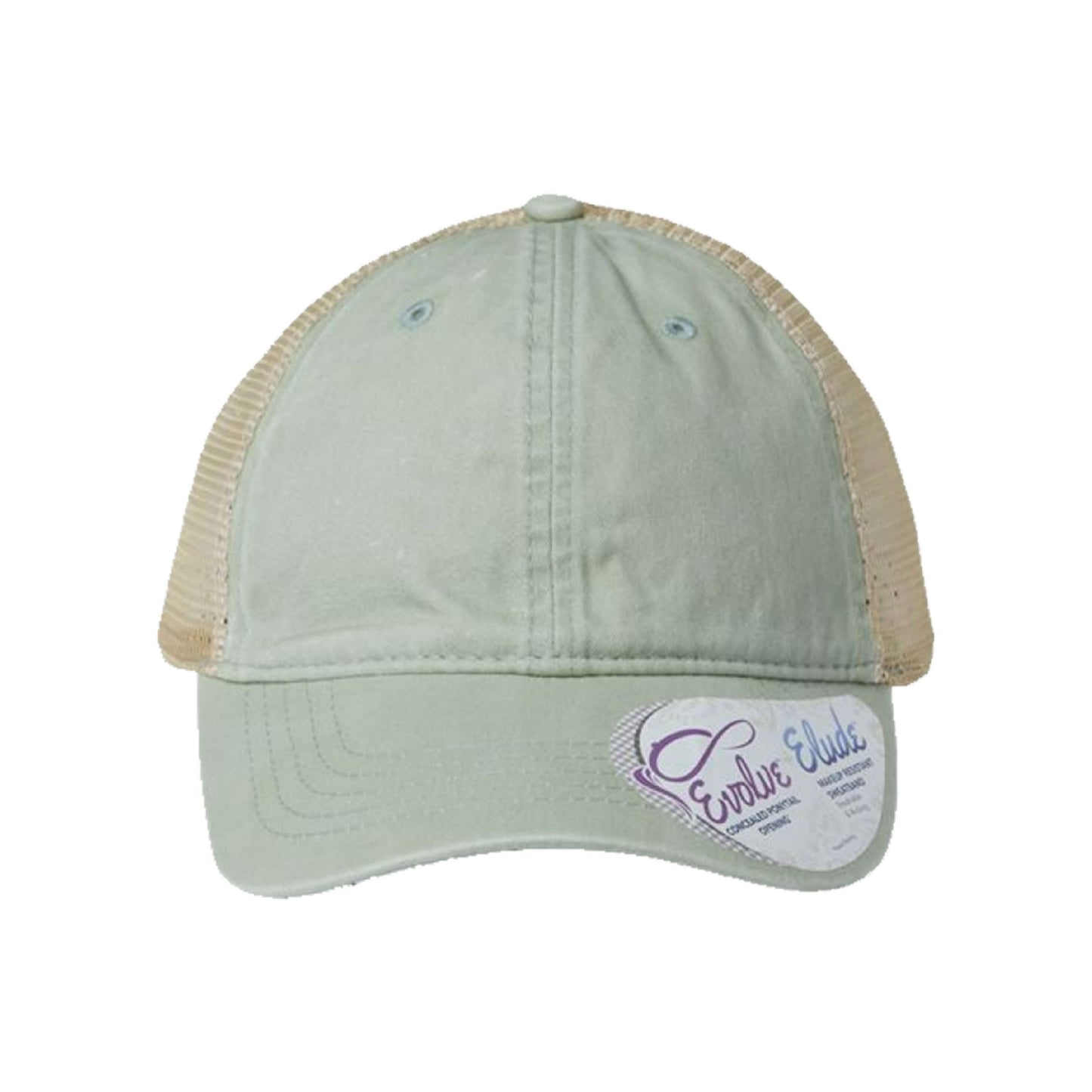 Women's Washed Pattern Undervisor Mesh-Back Ponytail Cap