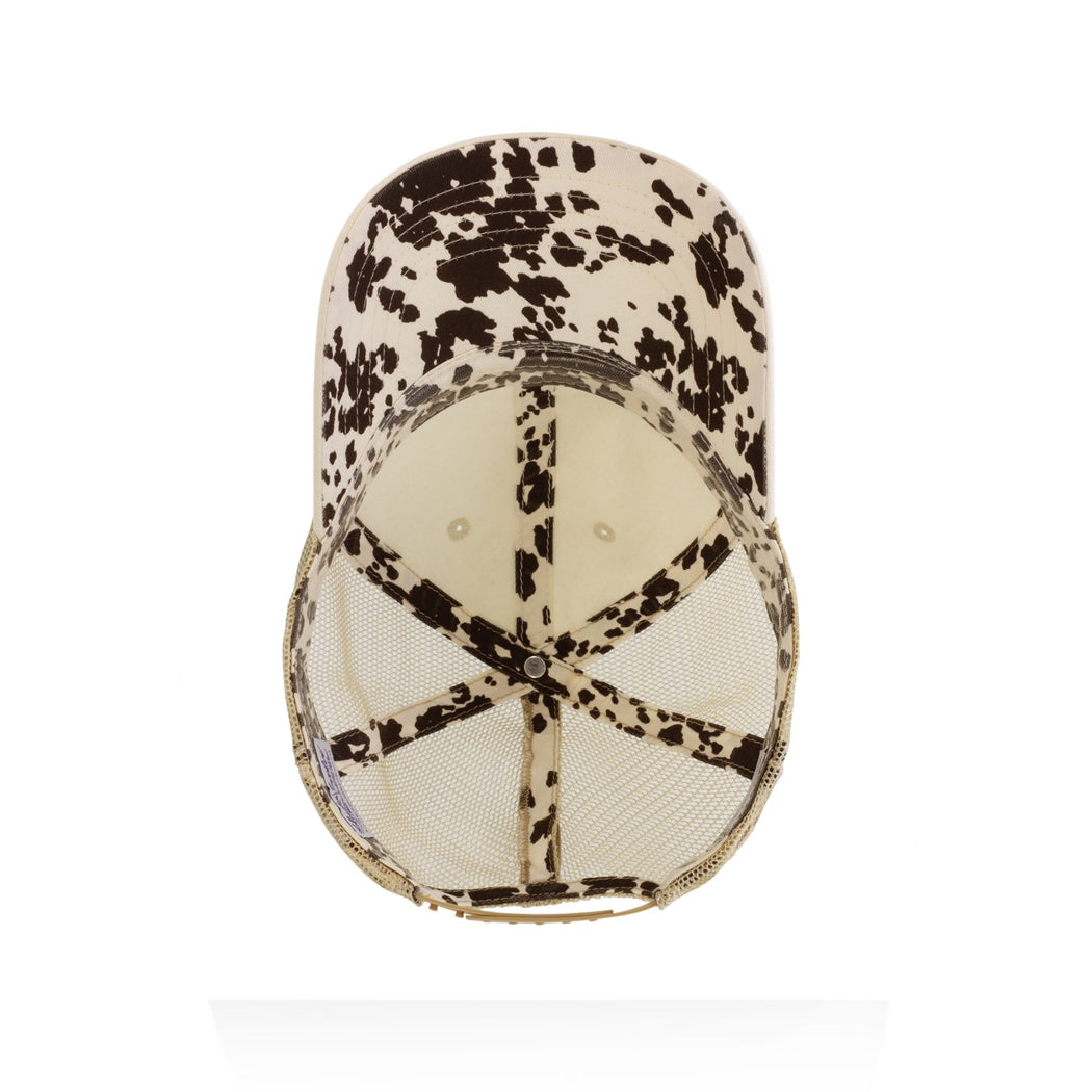 Women's Washed Pattern Undervisor Mesh-Back Ponytail Cap